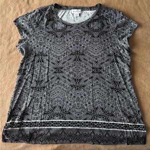 Liz Claiborne Black and Gray Short Sleeve Top